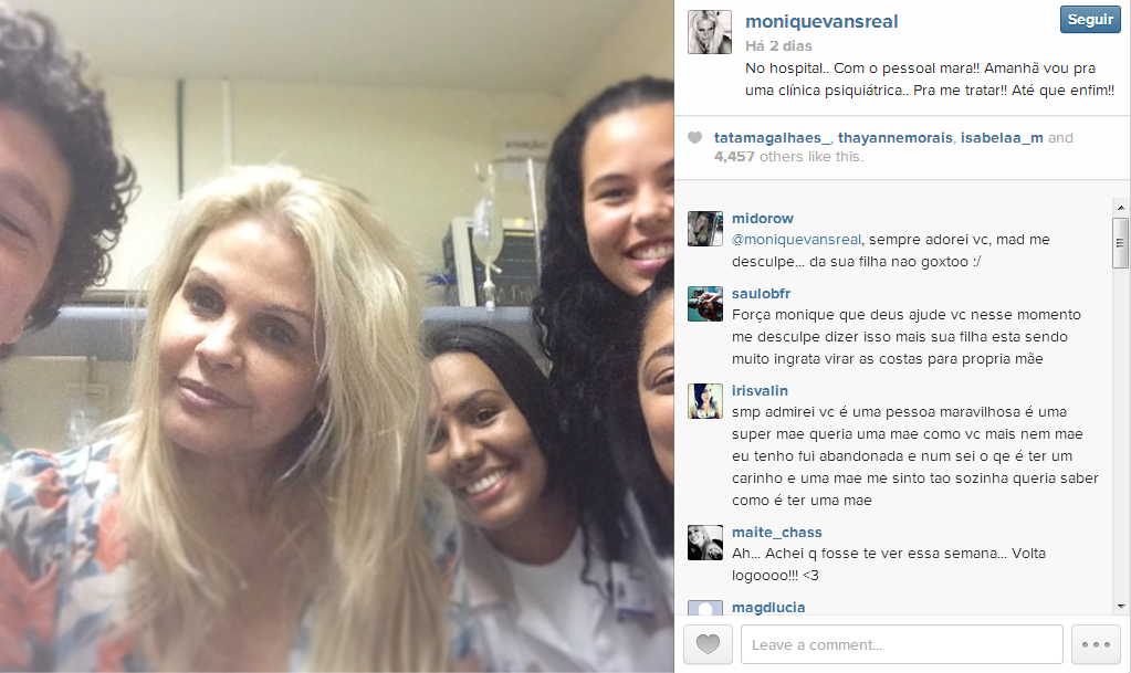 Monique Evans é internada em clinica psiquiátrica