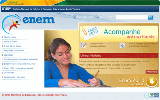 Acesse o site do Enem para fazer sua inscrição (Foto: Divulgação)